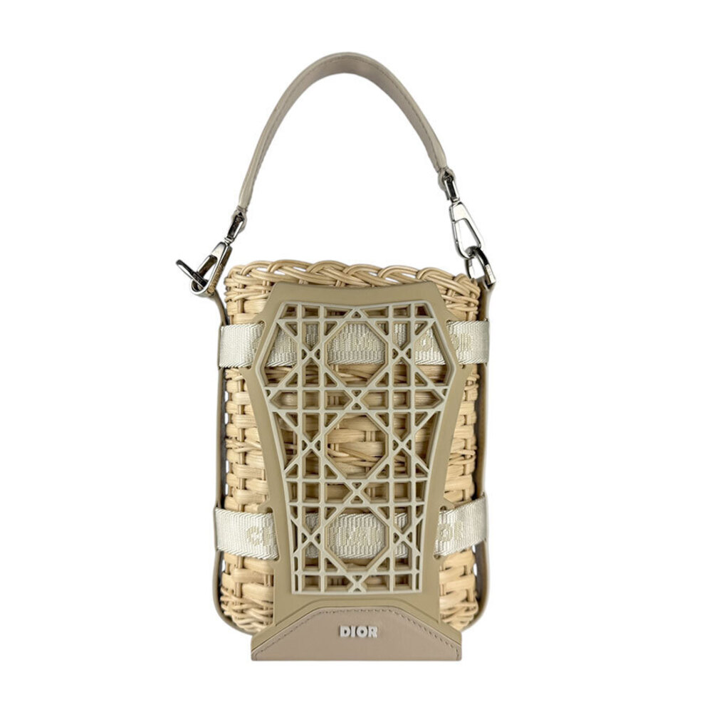 Dior Bag Tan Shoulder Rattan Sahara Leather Beige Silver - Picture 2 of 4